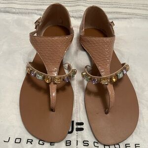 Tan Sandals with Colorful Gemstones